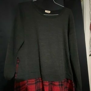 Dark gray and red and black plaid top!